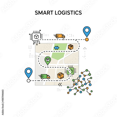 Smart Logistics Route Tracking Map and Delivery Network