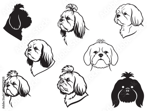 SHIH TZU DOG FACE SILHOUETTE