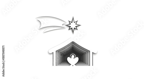 A serene monochrome illustration depicts a manger scene with a shining star above, symbolizing hope and peace on a special day like Jan 22.