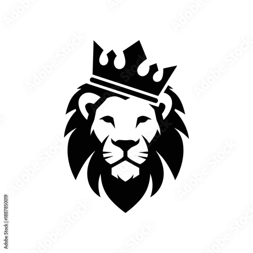 Lion wearing a crown on head.