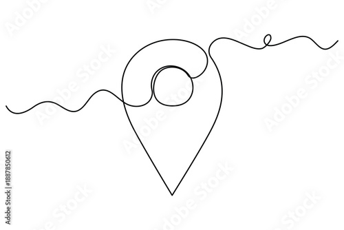 Continuous one line drawing of map pin icon and route navigation concept vector illustration
