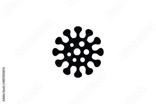 Black and white abstract virus with spiky outer structure