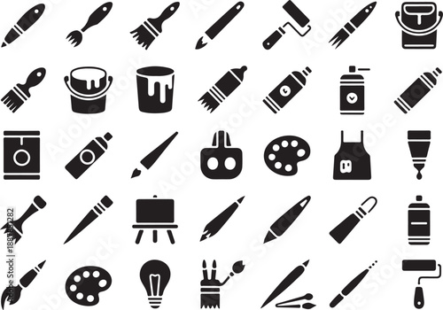 Beauty makeup tools icon set with brushes lipstick comb and cosmetic accessories