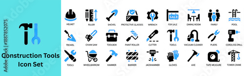 Construction Tools Icon Set. Construction icons set various building and architecture symbols