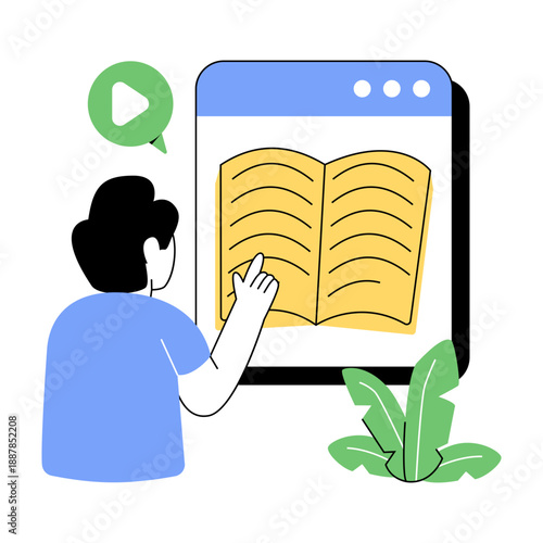 Trendy design illustration of online book 