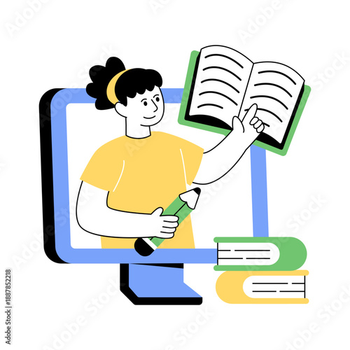 A unique design illustration of recorded lecture 