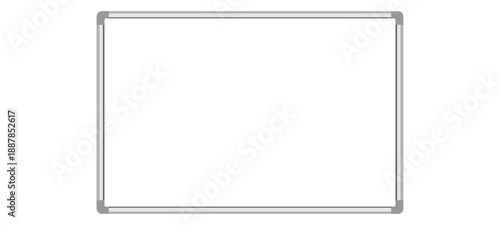 Empty Whiteboard for markers. Empty white board or magnetic dry erase board with a White frame.Vector Illustration.