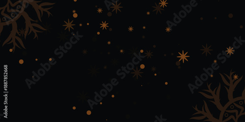 Abstract falling down stars and particles, snowflake  against a black background, vector nature art illustration design