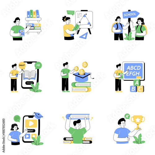 Set of Learning Flat Illustrations
