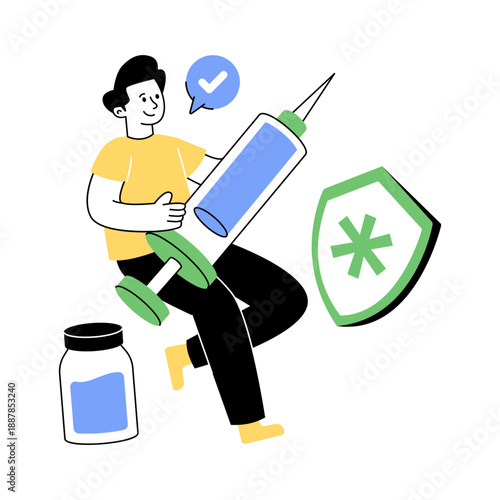 A colorful design illustration of vaccination 