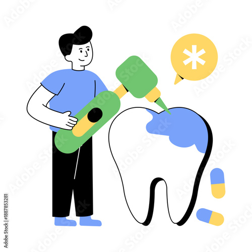 Creative design illustration of tooth drilling