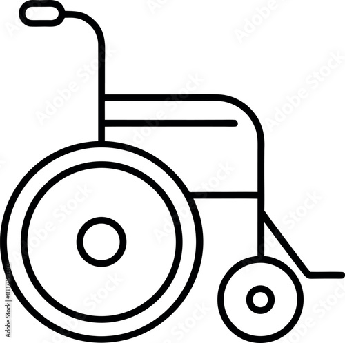 Wheelchair Line Icon with Dual Rear Wheels and Push Handlebar