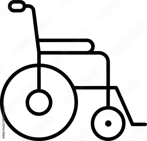 Wheelchair Line Icon with Dual Rear Wheels and Push Handles