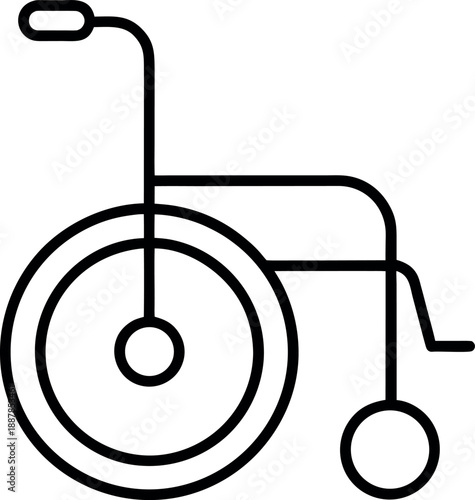 Wheelchair Line Icon with Spoked Rear Wheel and Handlebar