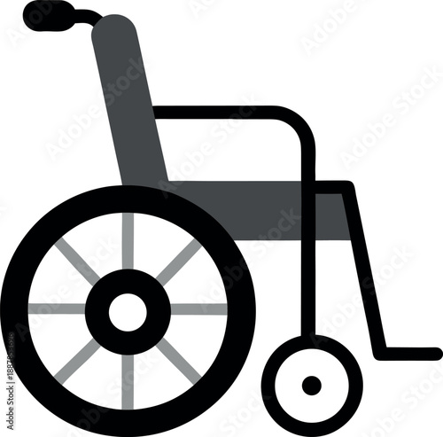 Stylized Wheelchair Icon with Spoked Rear Wheel and Armrest
