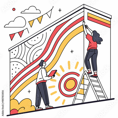 Collaborative mural painting