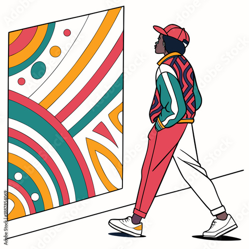 Individual admiring abstract art