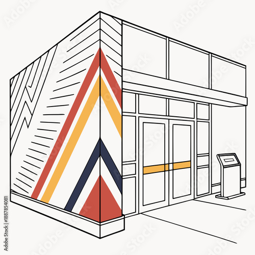 Modern building with geometric design