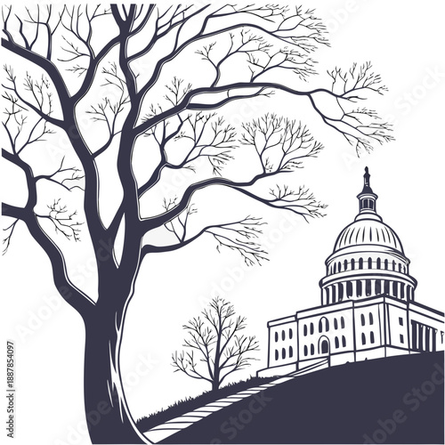 Winter scene at capitol building