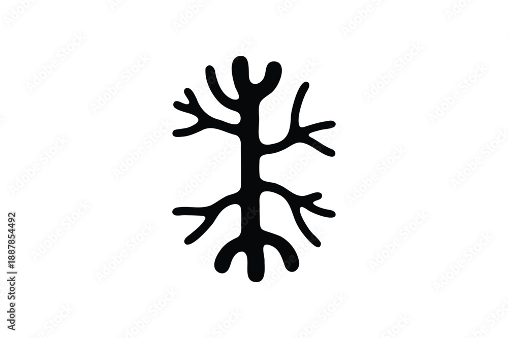 Fototapeta premium Black Branching Tree Silhouette on White Background