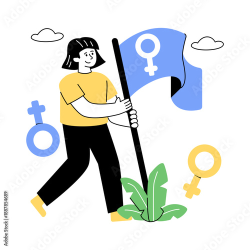 Conceptual flat design illustration of feminism movement 