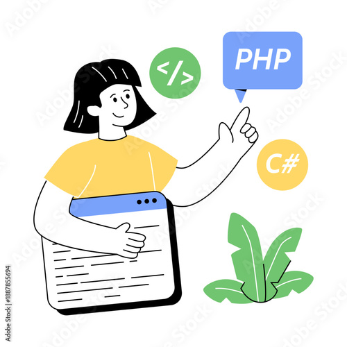 Editable design illustration of programmer 