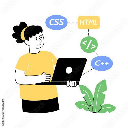  Coding languages illustration isolated on white background 