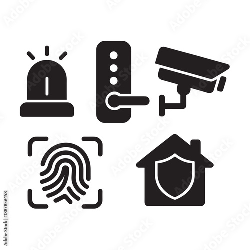 Home Security and Biometric Access Control Icons