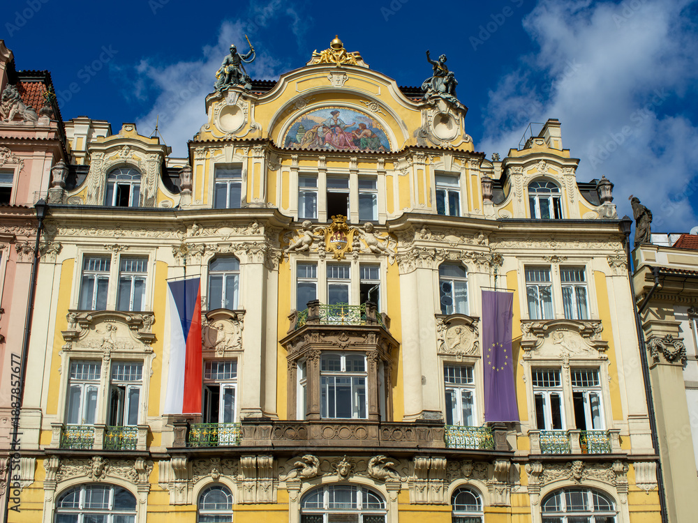 Fototapeta premium Charming historic building of Art noveau in Prague Czech REpublic