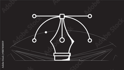 Fountain Pen Nib with Circuit Lines on Black Background, Symbolizing Innovation and Creativity