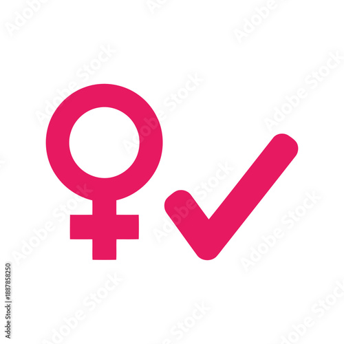 Women's Day vector clipart with female gender symbol and check mark for empowerment designs