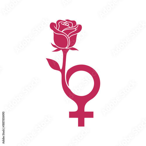 Women's Day rose symbol vector clipart for International Women's Day celebration and empowerment