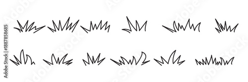 Hand drawn grass vector line natural field silhouette shadow doodle. Blossom silhouette flowers spring illustration in sketchy style isolated on white