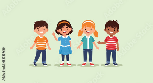 Diverse Group of Happy Children Standing Together.