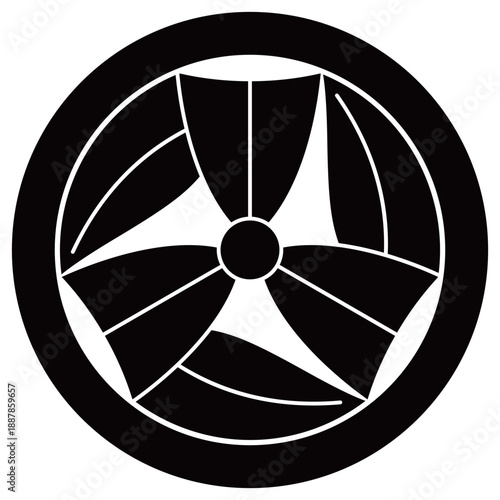 家紋です。丸に三つ折れ笹といいます。