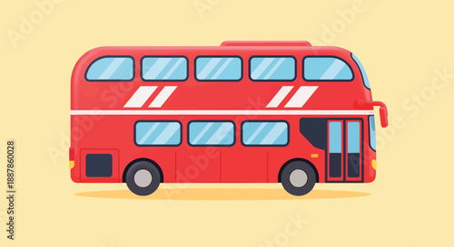 Red Double Decker Bus Illustration Vector.