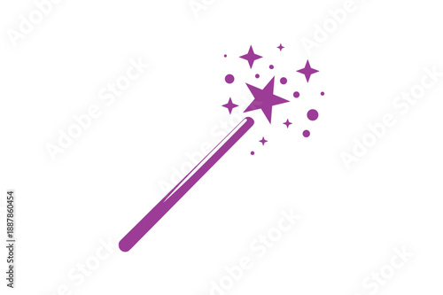 Purple Magic Wand with Sparkles and Stars