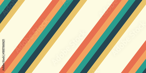 Abstract colorful 70s background vector. Vintage retro wallpaper with rainbow stripes and wavy lines. A 1970 color illustration suitable for posters, banners, decorative items and wall art.
