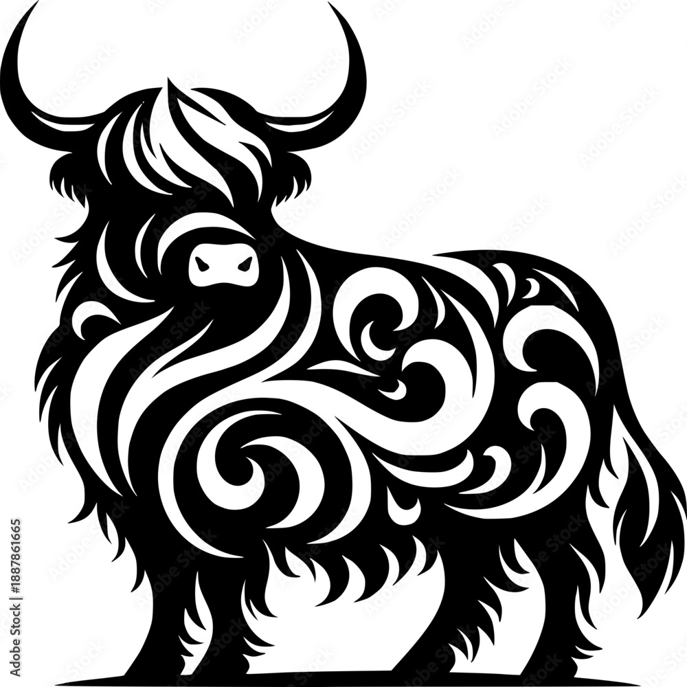 Obraz premium vector illustration of a bull
