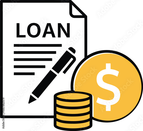A loan document with a pen and money representing a financial agreement