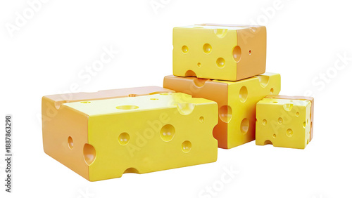 Stack of cartoon cheese blocks with holes
