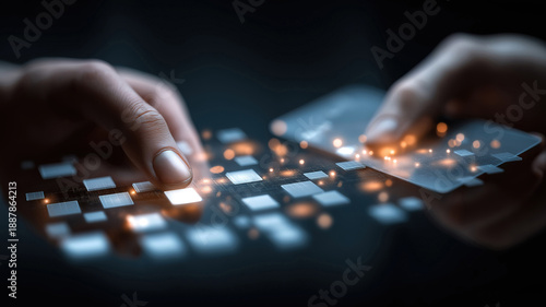 Wallpaper Mural Hands using mobile payments digital marketing and online shopping on virtual business screen Torontodigital.ca