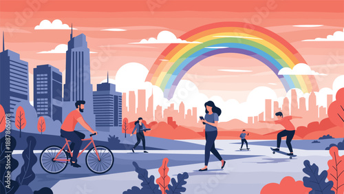 Business team analyzing search engine optimization and website data on a large computer screen using magnifying glasses.