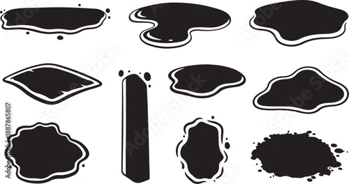 Collection of black ink stains and splatters on white