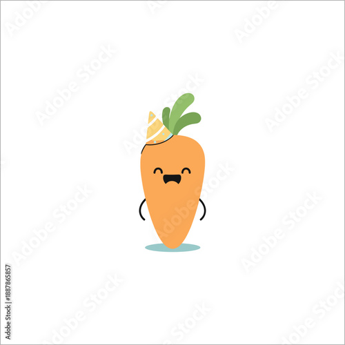 flat semi-flat illustration of carrot with sparkles celebrating International Carrot Day, pastel colors, minimal elements, clean vector layers