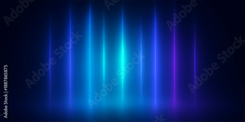 Abstract blue vector wallpaper featuring bright digital rays and glowing aurora waves over a dark motion backdrop with light lines in a black space design