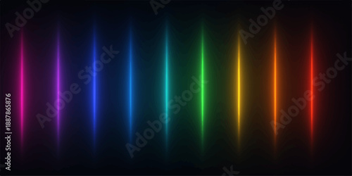 Abstract rainbow wave design featuring bright colorful lines and neon aurora motion on a dark digital backdrop for a glowing technology wallpaper illustration