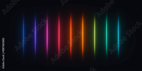 Abstract colorful background with bright rainbow waves and glowing digital lines on a black texture for a modern music equalizer design vector illustration