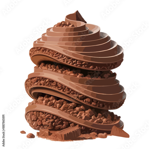 Swirling chocolate delight isolated on white background, Vector, illustration