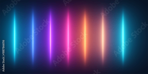 An abstract colorful background design features glowing neon lines and a digital aurora wave of bright purple and blue light over a dark space wallpaper illustration